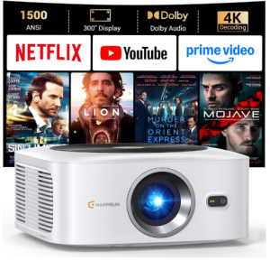 HAPPRUN 1500 ANSI Lumens Outdoor Projector 