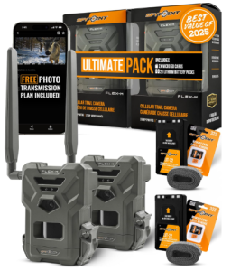SPYPOINT Flex-M 2-Pack and SD Card 2-Pack with LIT-22 | Cellular Trail Cameras